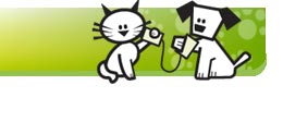 Ilustração: Cão e Gato com telefones de brinquedo